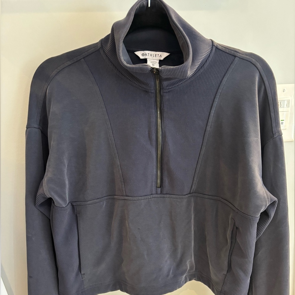 Athleta Gray Half-Zip Jumpsuit